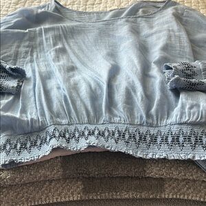 GAP Light Blue Women's Top with Lace Detail